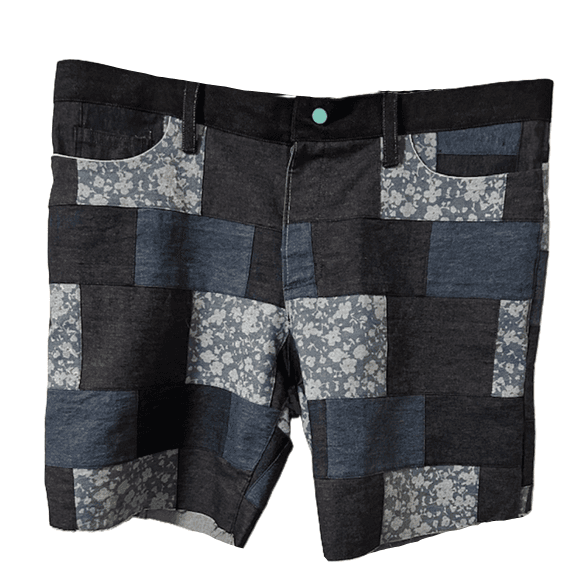 Patchwork Denim Shorts